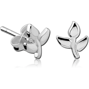 STERLING SILVER 925 EAR STUDS PAIR - LEAF