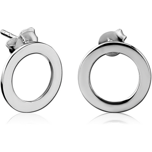 STERLING SILVER 925 EAR STUDS PAIR - CIRCLE