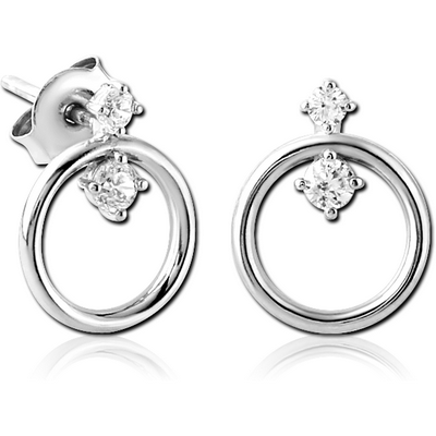 STERLING SILVER 925 JEWELLED EAR STUDS PAIR