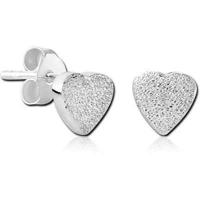 STERLING SILVER 925 EAR STUDS PAIR - HEART