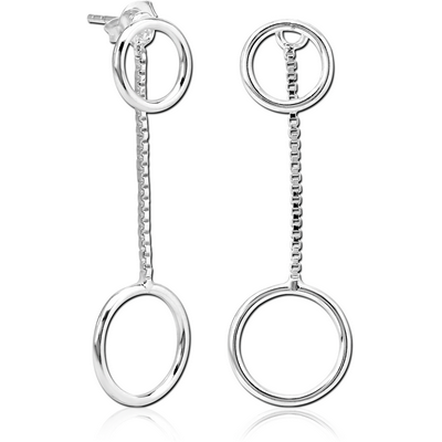 STERLING SILVER 925 CHAIN EAR STUDS PAIR