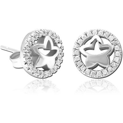 STERLING SILVER 925 JEWELLED EAR STUDS PAIR