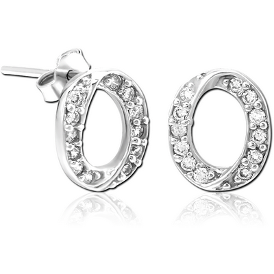 STERLING SILVER 925 JEWELLED EAR STUDS PAIR