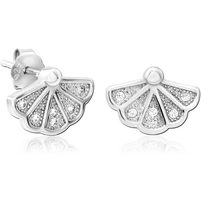 STERLING SILVER 925 JEWELLED EAR STUDS PAIR