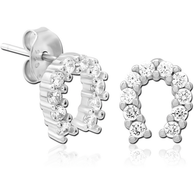 STERLING SILVER 925 JEWELLED EAR STUDS PAIR