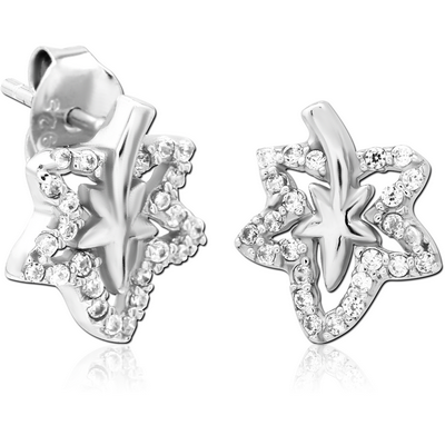 STERLING SILVER 925 JEWELLED EAR STUDS PAIR