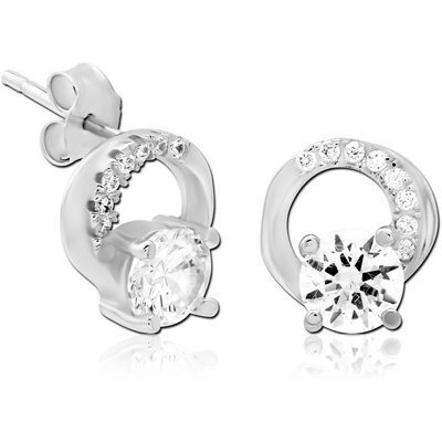 STERLING SILVER 925 JEWELLED EAR STUDS PAIR