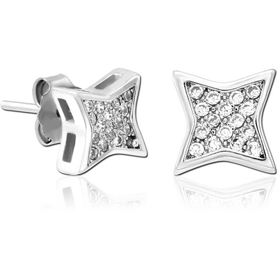 STERLING SILVER 925 JEWELLED EAR STUDS PAIR