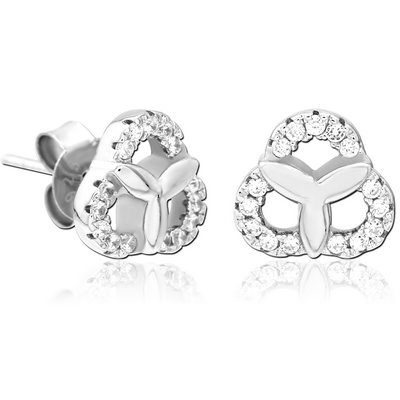 STERLING SILVER 925 JEWELLED EAR STUDS PAIR