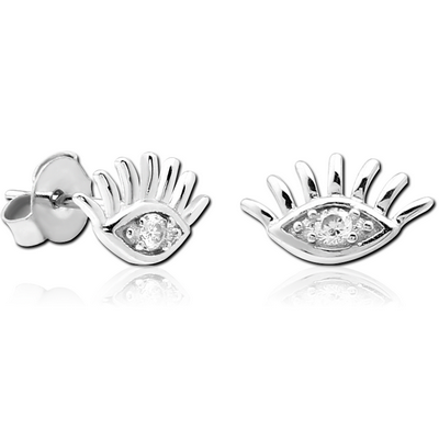 STERLING SILVER 925 JEWELLED EAR STUDS PAIR - EYES