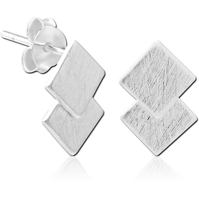 STERLING SILVER 925 MATT FINISH EAR STUDS PAIR