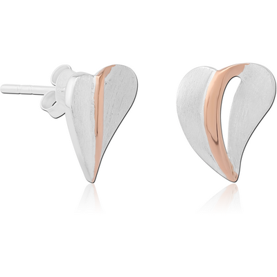 STERLING SILVER 925 TWO TONE EAR STUDS PAIR