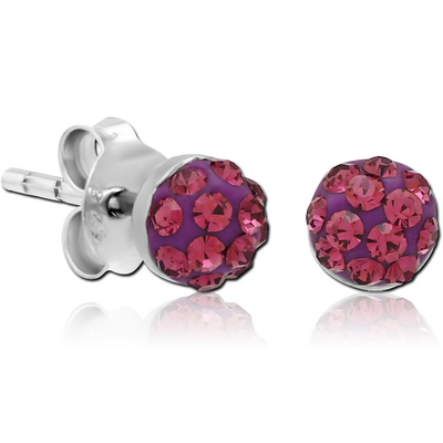 STERLING SILVER 925 CRYSTALINE EAR STUDS PAIR - BALL