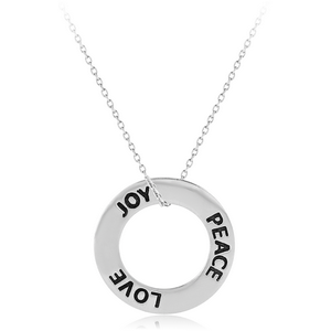 STERLING SILVER 925 NECKLACE WITH PENDANT - JOY PEACE LOVE