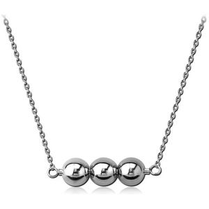 STERLING SILVER 925 NECKLACE WITH PENDANT - THREE BALLS ON BAR