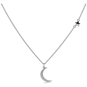 STERLING SILVER 925 NECKLACE WITH PENDANT - CRECENT WITH STAR