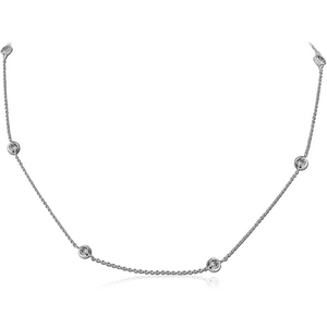 STERLING SILVER 925 JEWELLED NECKLACE WITH PENDANT - CIRCLE