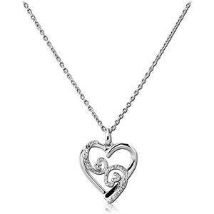 STERLING SILVER 925 JEWELLED NECKLACE WITH PENDANT - HEART