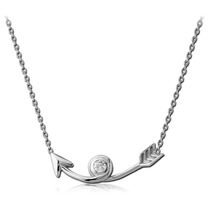 STERLING SILVER 925 JEWELLED NECKLACE WITH PENDANT - ARROW