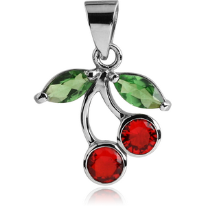 STERLING SILVER 925 JEWELLED PENDANT - CHERRY