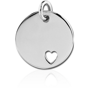 STERLING SILVER 925 PENDANT - DISK WITH HEART