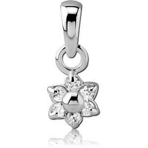 STERLING SILVER 925 JEWELLED PENDANT - FLOWER