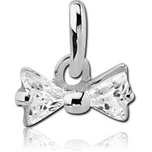 STERLING SILVER 925 JEWELLED PENDANT - BOW SLIM