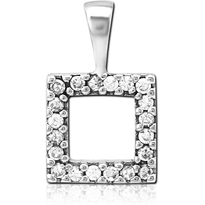 STERLING SILVER 925 JEWELLED PENDANT - SQUARE