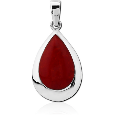 STERLING SILVER 925 PENDANT RED CORAL