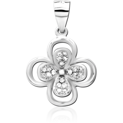 STERLING SILVER 925 JEWELLED PENDANT - FLOWER