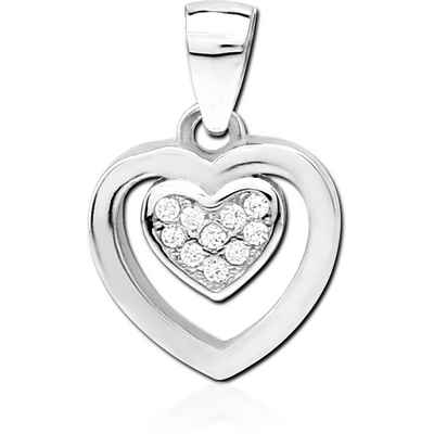 STERLING SILVER 925 JEWELLED PENDANT - HEART