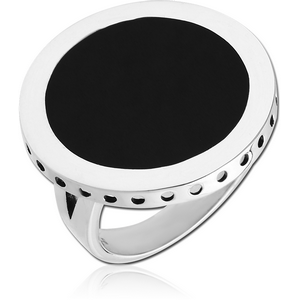 STERLING SILVER 925 RING WITH ONYX - CIRCLE