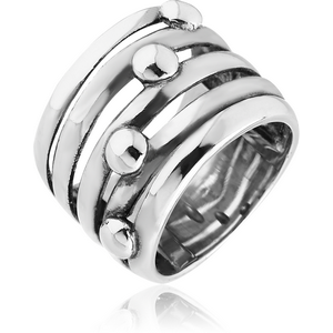 STERLING SILVER 925 RING - SPRING WITH BALLS