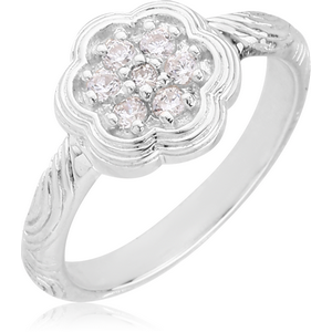 STERLING SILVER 925 JEWELLED RING - FLOWER