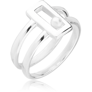 STERLING SILVER 925 RING - SQUARE AND PEARL