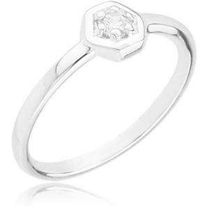 STERLING SILVER 925 JEWELLED RING - HEXAGON