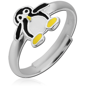 STERLING SILVER 925 RING WITH ENAMEL - PENGUIN