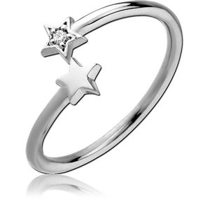 STERLING SILVER 925 JEWELLED OPEN RING - STAR