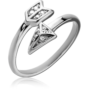 STERLING SILVER 925 JEWELLED OPEN RING - ARROW