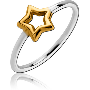 STERLING SILVER 925 TWO TONE RING - STAR