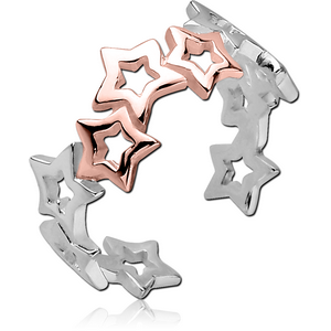 STERLING SILVER 925 TWO TONE OPEN RING - STAR