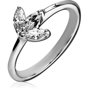 STERLING SILVER 925 JEWELLED RING - LEAF