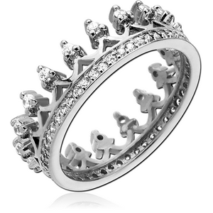 STERLING SILVER 925 JEWELLED RING - CROWN