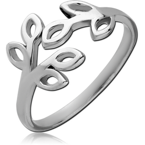 STERLING SILVER 925 OPEN RING - LEAF