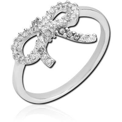 STERLING SILVER 925 JEWELLED RING - BOW