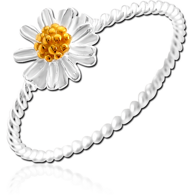 STERLING SILVER 925 TWO TONE RING - DAISY