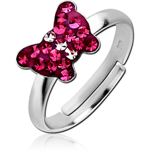 STERLING SILVER 925 OPEN RING WITH CRYSTALINE - BUTTERFLY