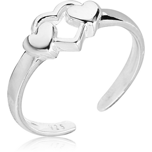 STERLING SILVER 925 TOE RING - THREE HEARTS