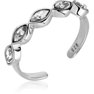 STERLING SILVER 925 JEWELLED TOE RING - MARQUISE