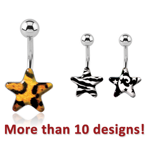 SURGICAL STEEL STAR PICTURE NAVEL BANANA